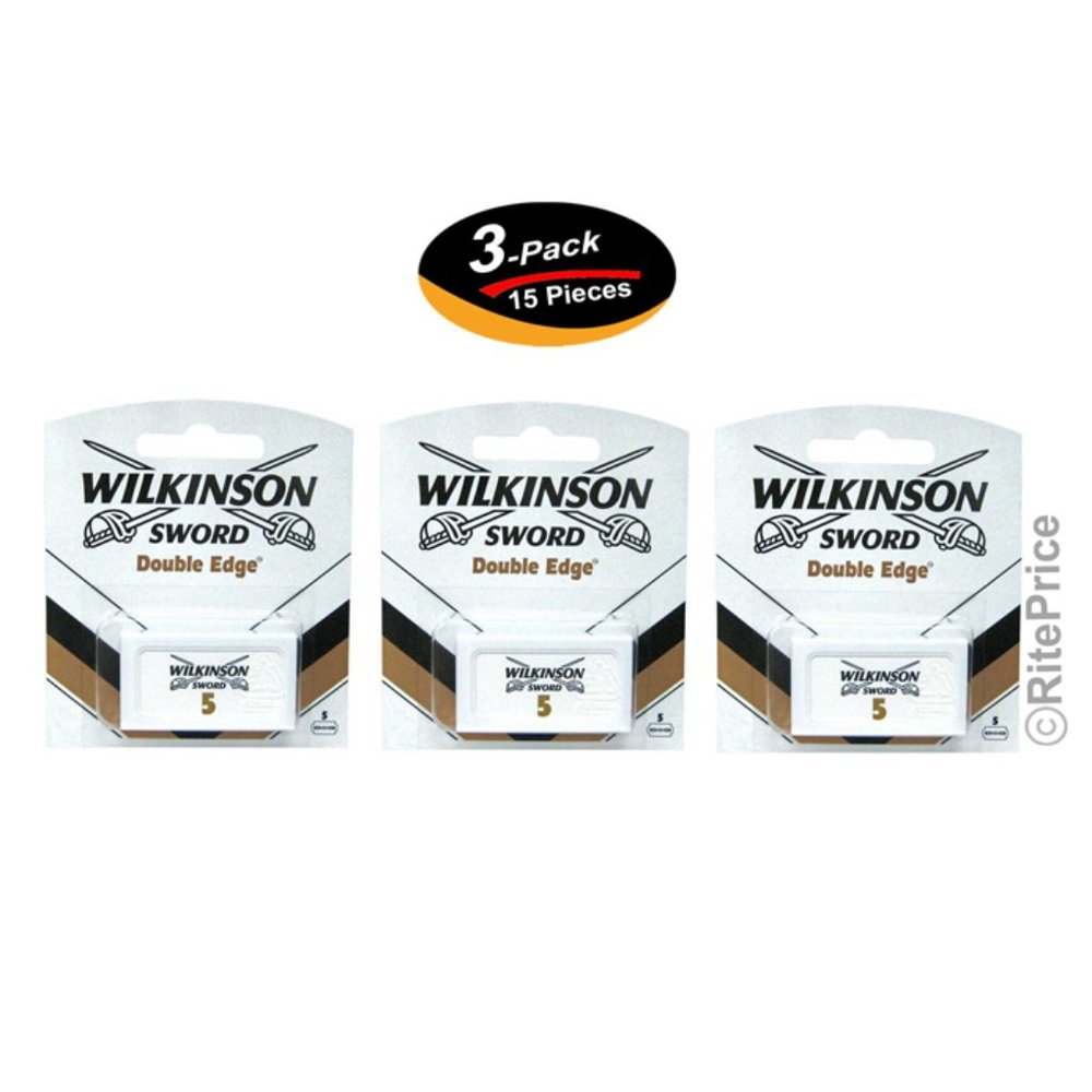 15 Blades (3 Pack) Wilkinson Sword Double Edge Stainless Steel Safe Razor Blades